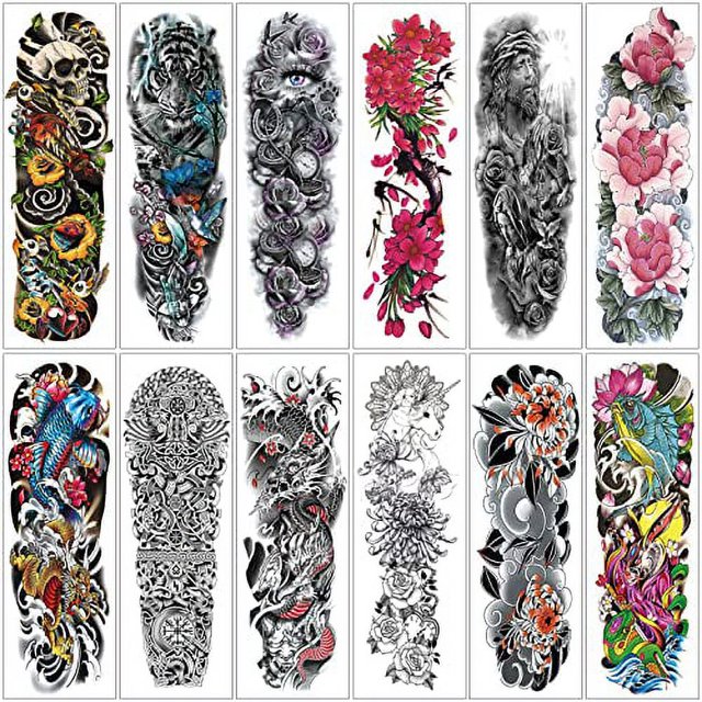 Aresvns Full arm Temporary Tattoo for Men and Women (L19â€œxW7â€),Waterproof temporary sleeve