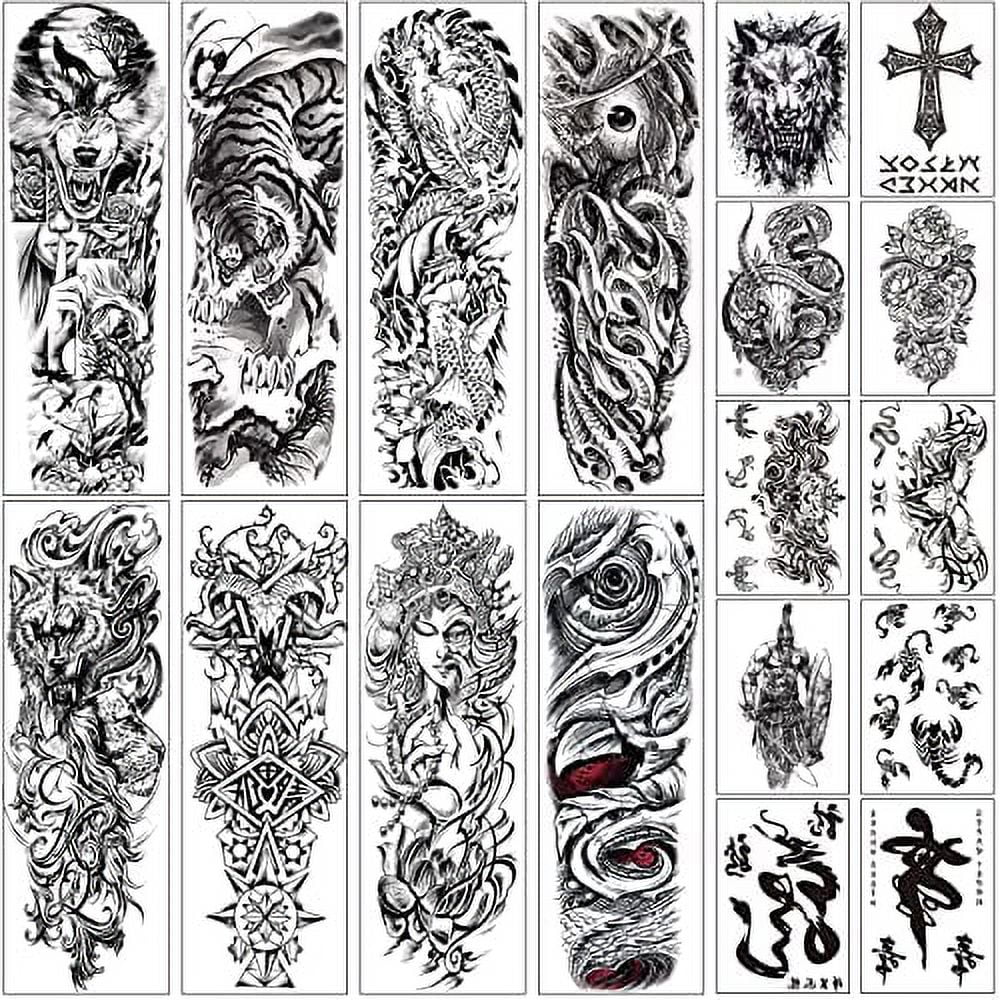 Aresvns Halloween Sleeve Tattoos Temporary for Men Women (L19â€œxW7â