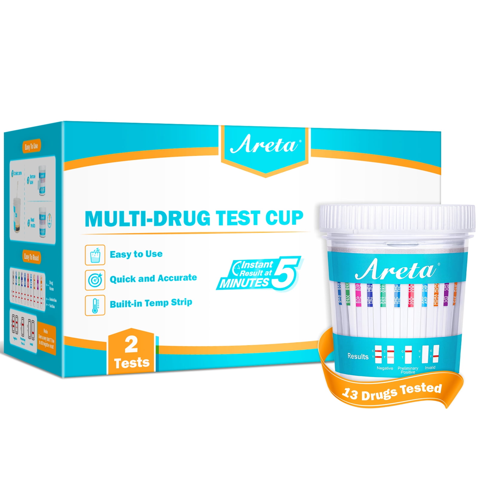 Areta 13 Panel Drug Urine Screen Tests Home Drug Test Cup for OTC Use