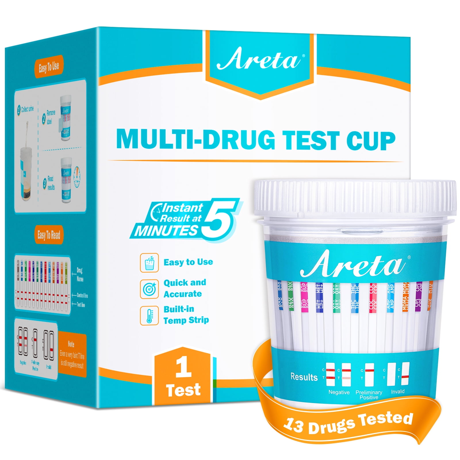Areta 13 Panel Drug Urine Test Cup Easy Detect 13 Drug Metabolites