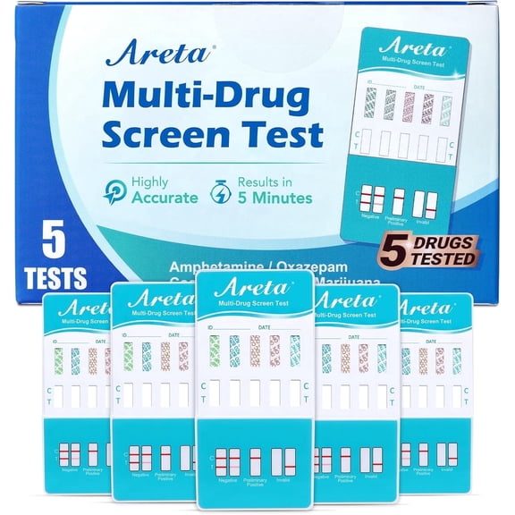 Areta 5 Panel Instant Urine Drug Test Kit, 5 Pack