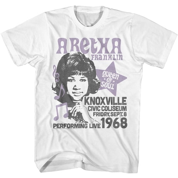 Aretha Franklin Knoxville 1968 White Adult T-Shirt