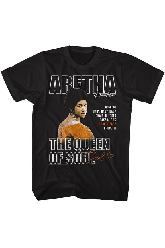 Aretha Franklin Queen Of Soul Black Adult T-Shirt 3Xlt
