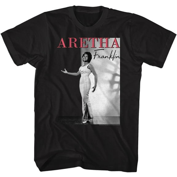 Aretha Franklin Two Tone BG Black Adult T-Shirt