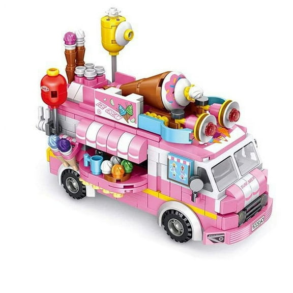 Aretha Pink Building Bricks Toy Compatible with Major Brands (553 Pieces), Ice Cream Truck Set