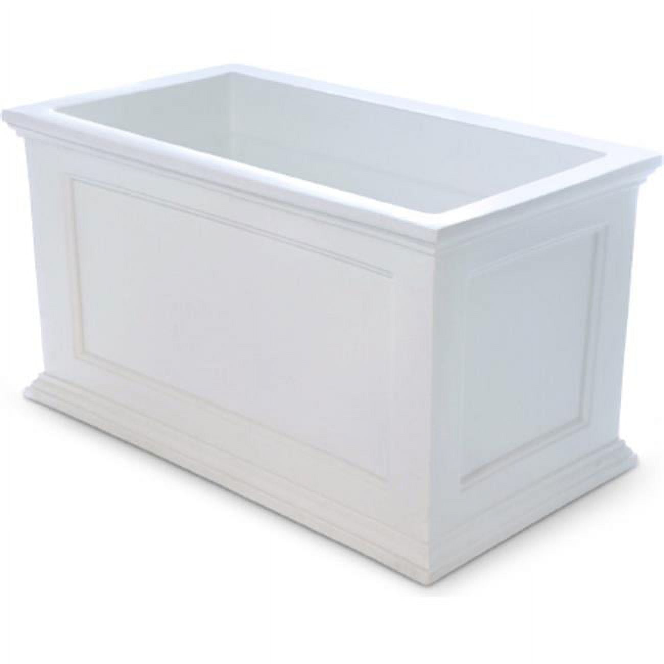 White 20x36 Polyethylene Outdoor Patio Planter with Water Reservoir