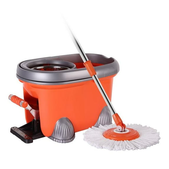 Arevo ARV-1001 Rocket Wet Spin Mop & Bucket with Foot Operated Easy Wring System, Washable Microfiber Cloth Broom