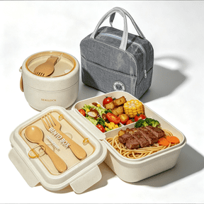 Bento Box,Lunch Box Set Container Leak-proof Eco-Friendly 1200 ML with Lunch Bag Cup Fork & Spoon