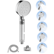 Arevtovis Shower Head, 5-Mode Massage Pulse Handheld Shower Head Set, High-Pressure Shower Head with Punch-Free Bracket and Long Hose, Easy Installation Without Tools, Silver
