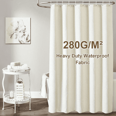 Arevtovis Shower Curtain with 12 Hooks, Waffle Weave Fabric Waterproof Mesh Window Bathroom Sunshade, 72"X72", Warm Yellow