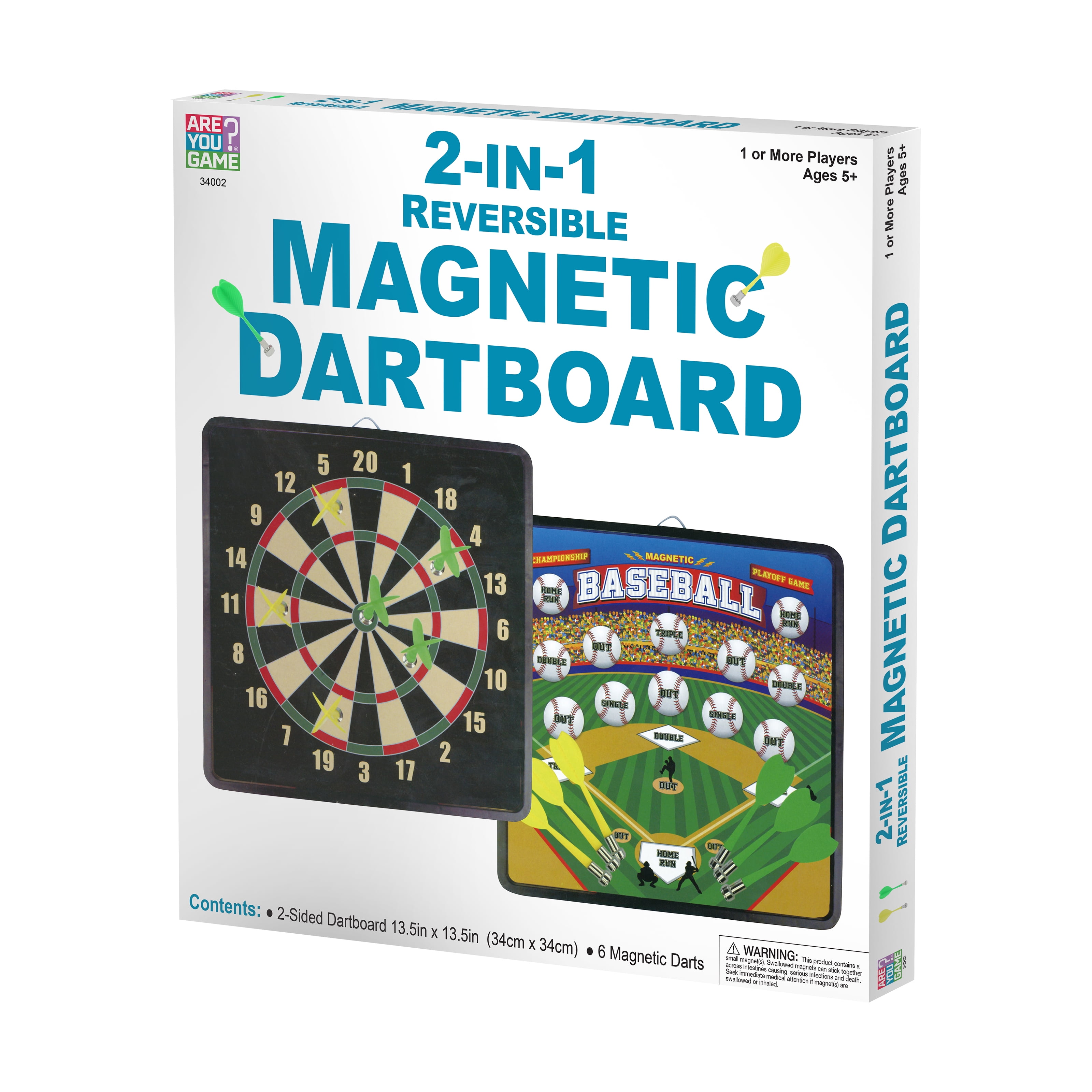Areyougame.Com 2-in-1 Reversible Magnetic Dartboard Target Toss