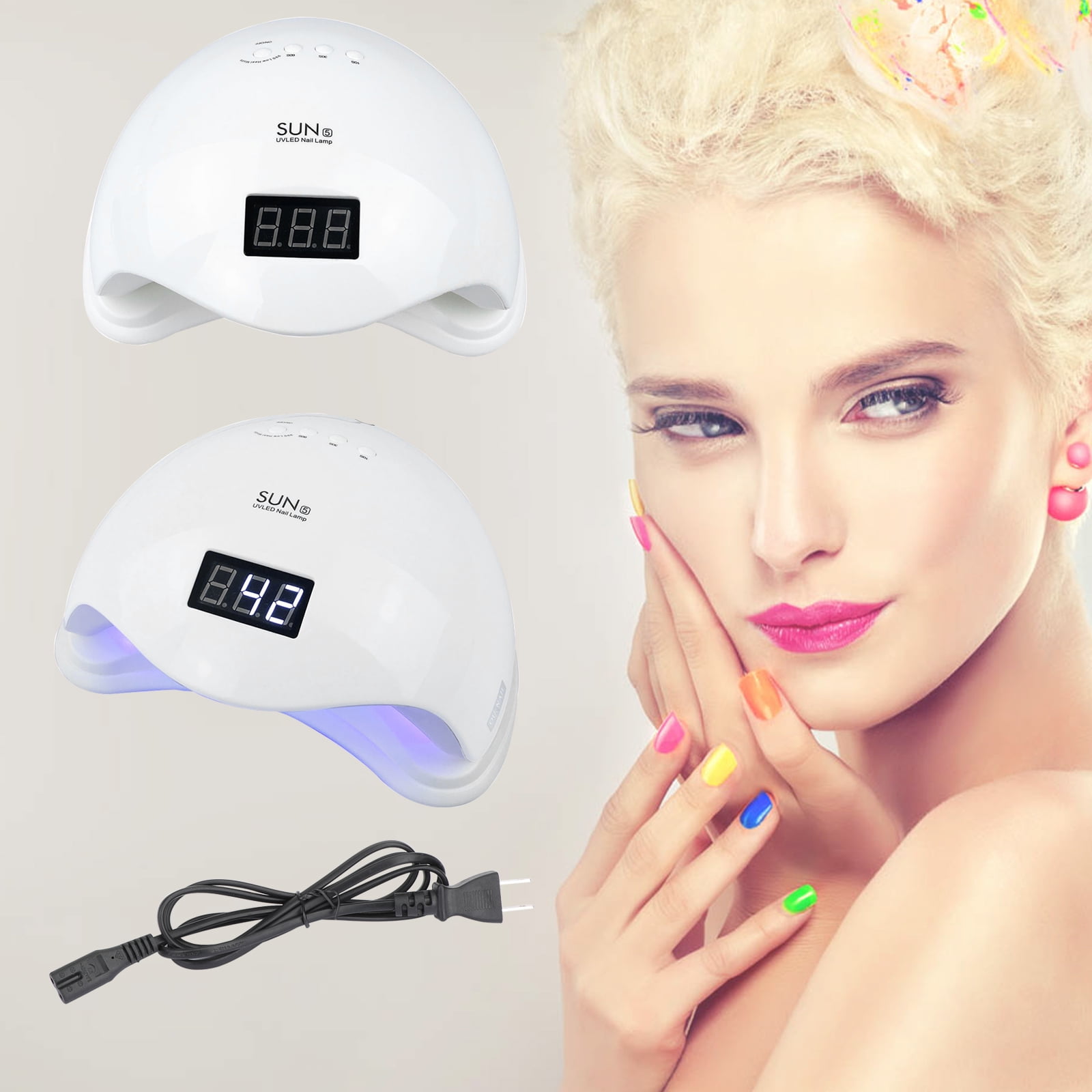 48W Nail Gel Polish Dryer 24 Beads Dual UV LED Nail Polish