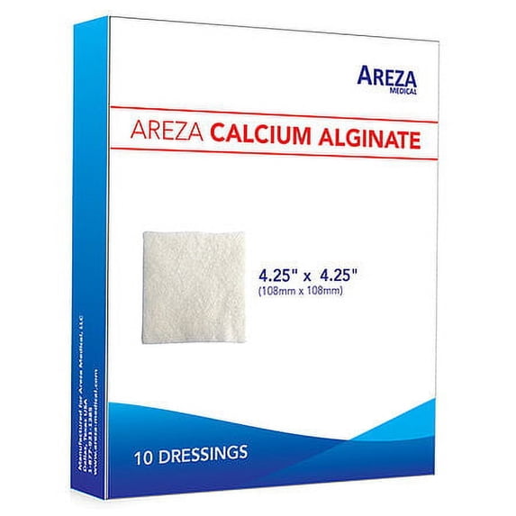 Areza Calcium Alginate Wound Dressing 4.25" x 4.25" Ten (10) Sterile Dressings per Box HIGH QUALITY