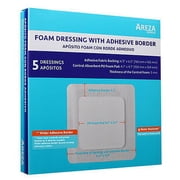 Areza Medical Foam Dressing with Adhesive Border 6.5" x 6.5" Five 5 Sterile dressings per box
