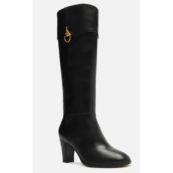 Arezzo BLACK Women's Vivian Mid Block Genuine Leather Boot, US 38