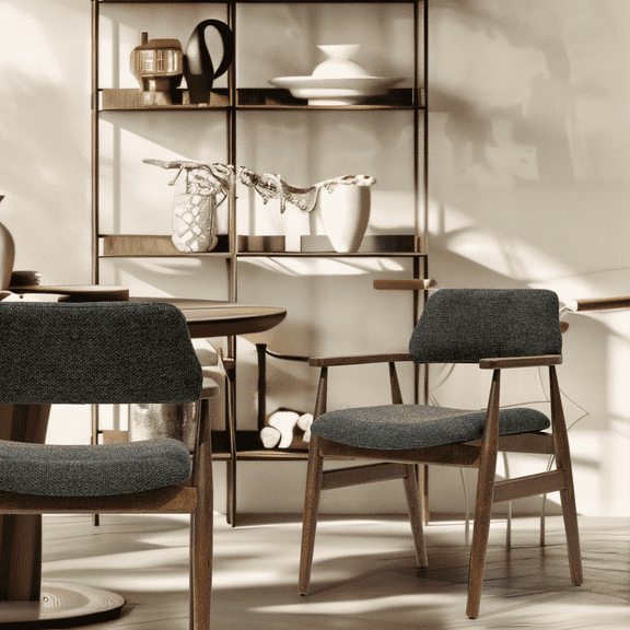 Arezzo Dining Chair Walnut Finish Upholstered Performance Fabric Dining Chair Accent Side Chair Dining Room Living Room Bedroom Restaurant Coffee Shop Fully Assembled by MELAGIO