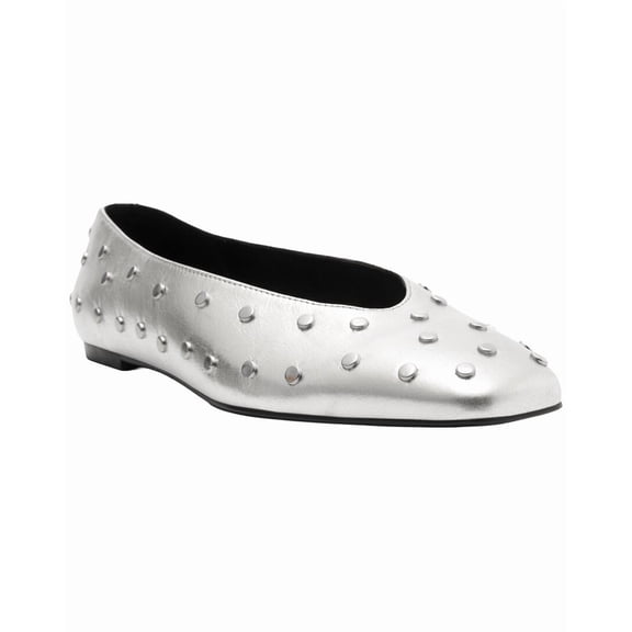 Arezzo Hayden Leather Ballet Flat, 7, Silver