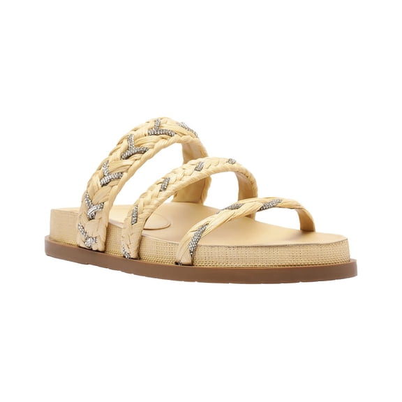 Arezzo Mila Raffia Sandal, 7, Beige