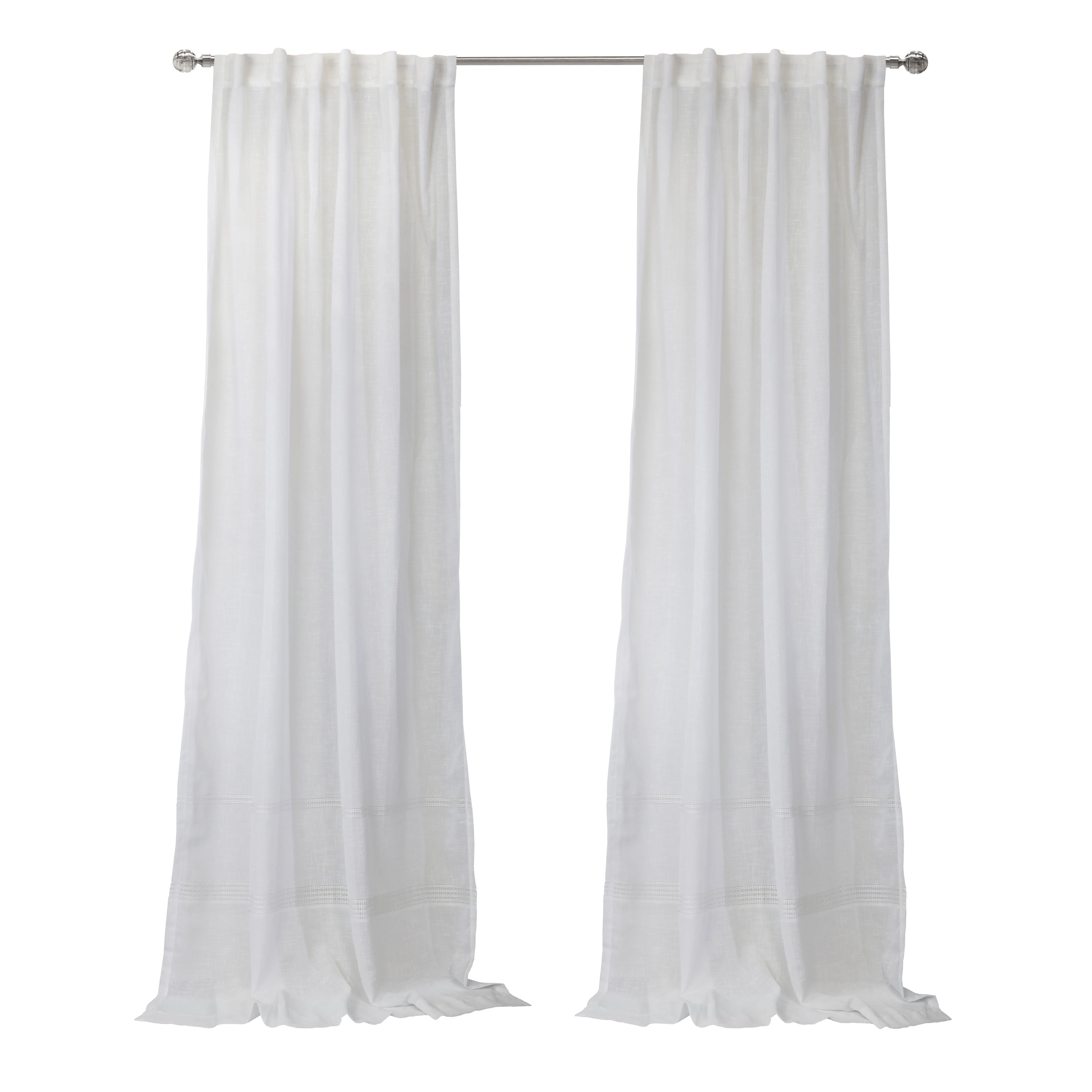 Arezzo Sheer Tone on Tone Slub Dual Header(Back Tab/Rod Pocket) Curtain Panel 52" x 95" in White