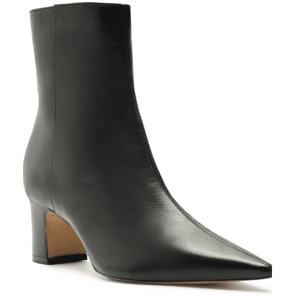Arezzo Women's Black Jemma Mid-Block Leather Boots, 5.5 B