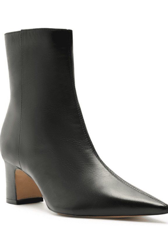 Women's Black Jemma Mid-Block Leather Boots, 8 B