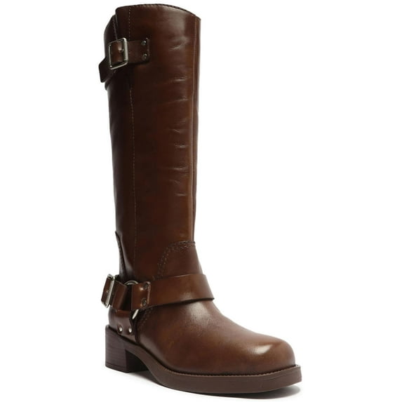 Arezzo Womens Clara Knee-High Leather Tall Motorcycle Boots