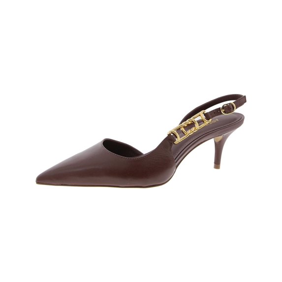 Arezzo Womens Faye Leather Embellished Slingback Heels