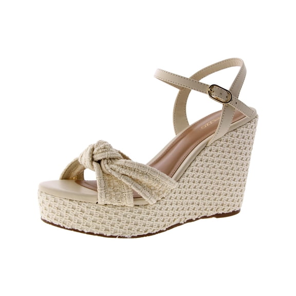 Arezzo Womens Knit Slingback Wedge Sandals