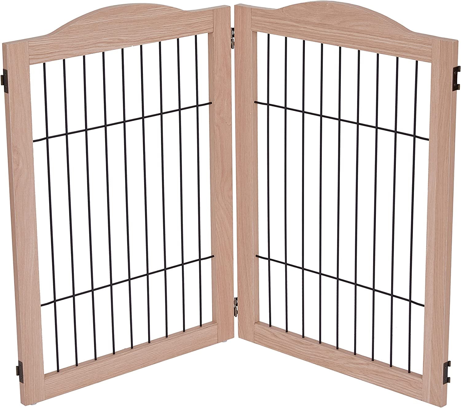 Walnut Freestanding Folding Dog Gate Extension with Black Bars
