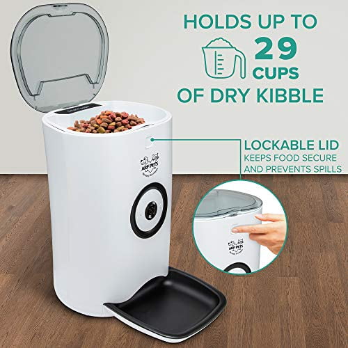 Arf Pets Smart Automatic Pet Feeder with Wi-Fi, HD Camera with Voice and Video Recording, Programmable Food Dispenser for Dogs & Cats with Easy App-Controlled, 29-Cup Capacity, for iPhone &