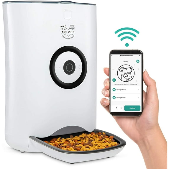 Arf Pets Smart Automatic Pet Feeder With Wi-Fi Programmable Food Dispenser For Dogs & Cats