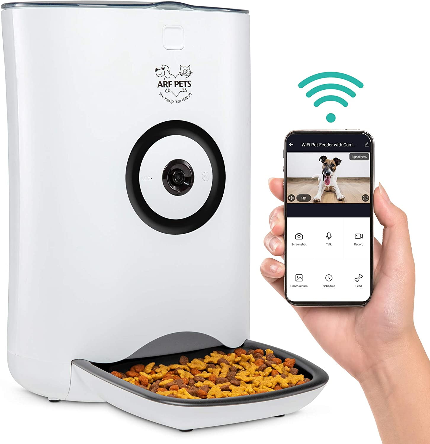 White Wi-Fi Automatic Pet Feeder with Camera