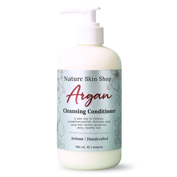 Nature Skin Shop Argan Botanical Cleansing Conditioner 16.5 oz Nourishing Co-Wash for Soft, Shiny, Manageable Hair Sulfate-Free, Color-Safe Formula