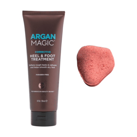 Argan Magic Corrective Heel & Foot Treatment Softens Rough Heels and Calluses and Helps Smooth Dry Feet 8oz+Eleganceinlife 10pc Cotton Rounds Makeup Remover Pack of 1