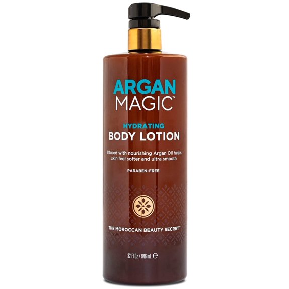Argan Magic Hydrating Body Lotion with Argan Oil & Shea Butter for Dry Skin - Nourishes Skin, Restores Moisture, Smooths & Softens  Non-Greasy Formula  Paraben Free 32 oz