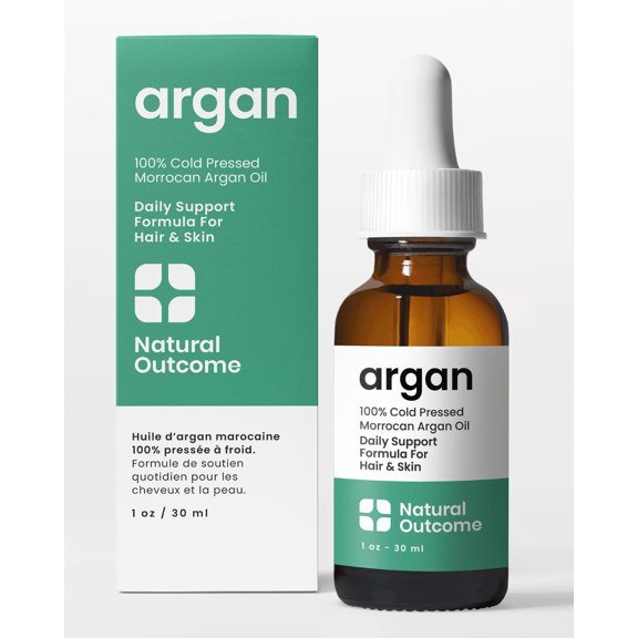 Argan Oil 100% Pure Moroccan Cold-Pressed Face, Body and Hair Lightweight Oil for Moisturizing, Hydrating & Skin Nourishment, 1 oz