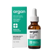 Natural Outcome Argan Oil 100% Pure Moroccan Cold-Pressed Face, Body and Hair Lightweight Oil for Moisturizing, Hydrating & Skin Nourishment, 1 oz by Natural Outcome