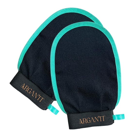 Arganit Exfoliating 100% Vegan Viscose Dead Skin Removal Self-Tan Remover Body Mitt Twin Pack