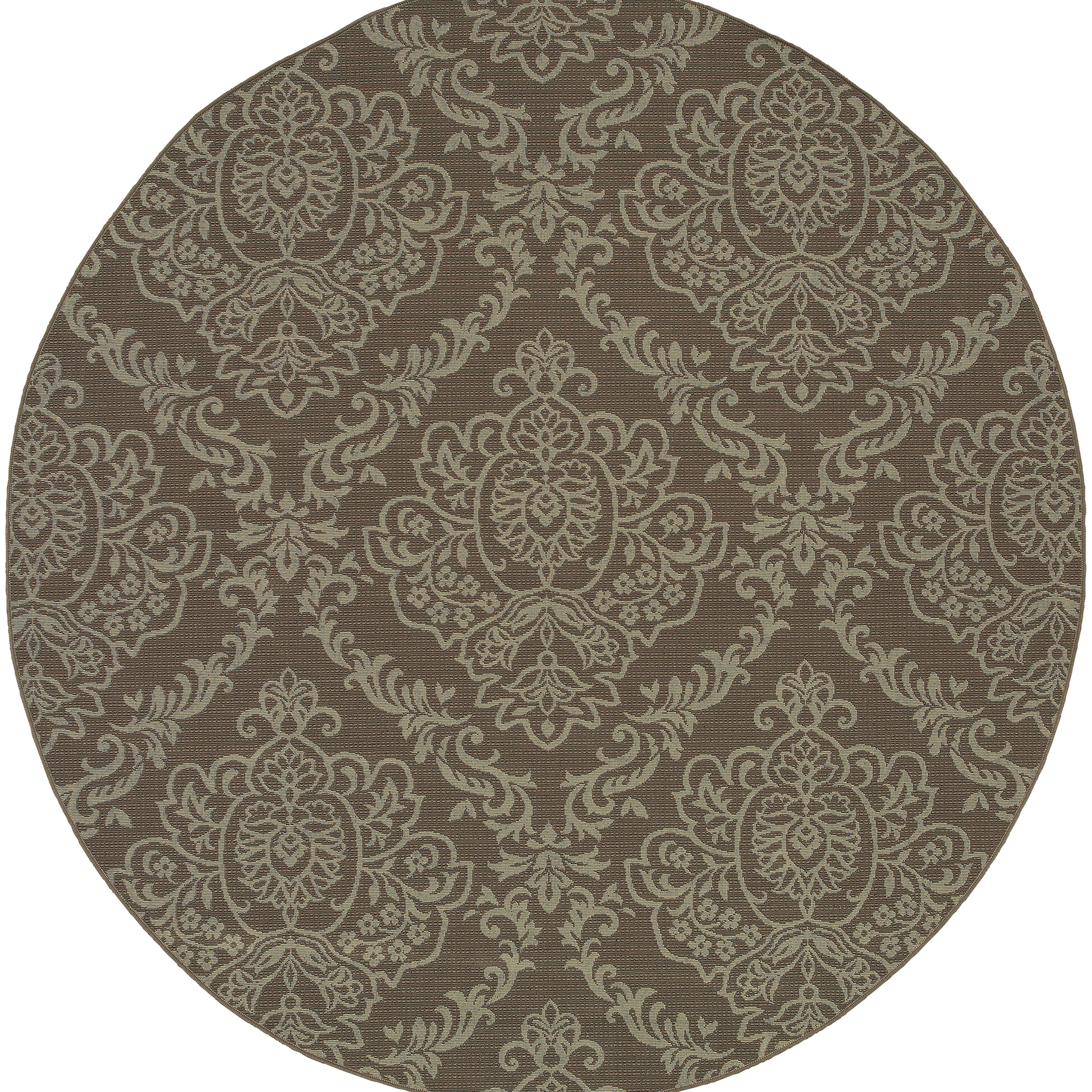 Argelia Floral Outdoor Area Rug, Grey/ Blue, 8' x 8'