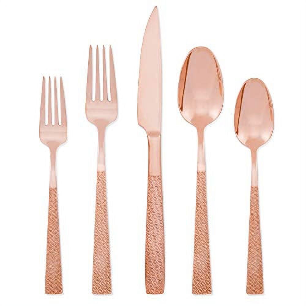 Rose Gold and Silver Stainless Steel Flatware Set, Service for 4