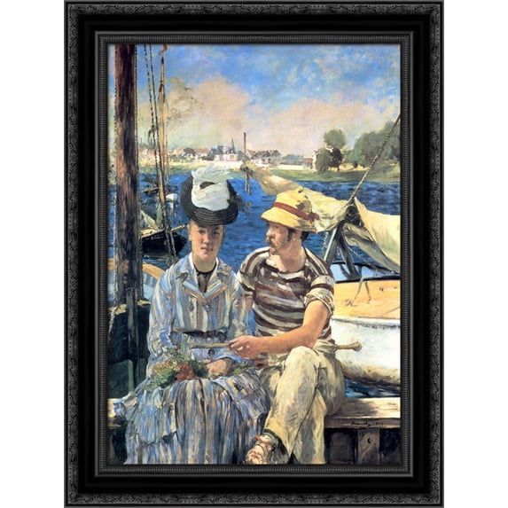 Argenteuil 20x24 Black Ornate Wood Framed Canvas Art by Manet, Edouard