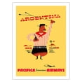 thumbnail image 1 of Argentina - Argentinean Gaucho (Cowboy) Mate Calabash Gourd Boleadoras - Pacifica International Airways - Vintage Airline Travel Poster c.1950s - Fine Art Matte Paper Print (Unframed) 24x32in, 1 of 4