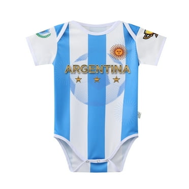 Argentina Baby Unisex Soccer Bodysuits Soft Short Sleeve Onesies Breathable Summer Infant Clothing, Sizes 6 - 12 Months