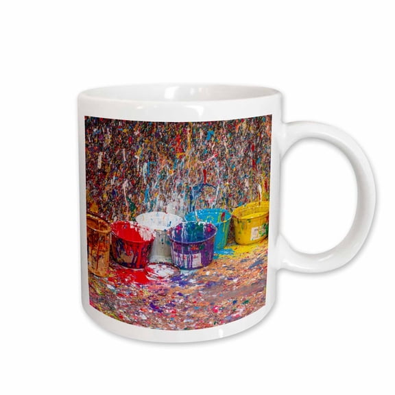 3drose, Argentina, Buenos Aires. Colorful Paint Splatter and Buckets., 15oz Mug