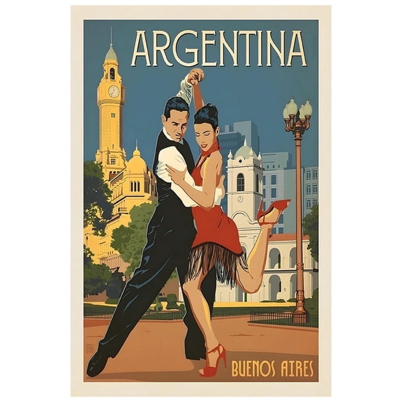 Argentina - Buenos Aires - Vintage Travel Poster (11x17Inches)