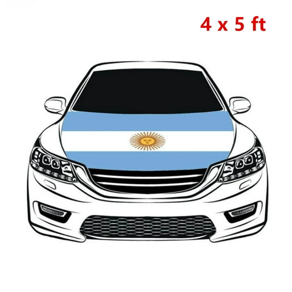 Argentina Car Hood Cover, Flag 4x5ft Car Bonnet Banner, Universal Fit, Elastic Polyester, Stretchable, Patriotic Automotive Hood Covers, Patriot Gifts