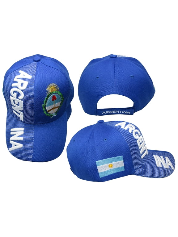 Argentina Country Royal Blue White Letter Crest Patch Side Embroidered Hat Cap