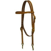 Argentina Cow Leather Browband Headstall W/Solid Brass Buckles & Bit Snaps