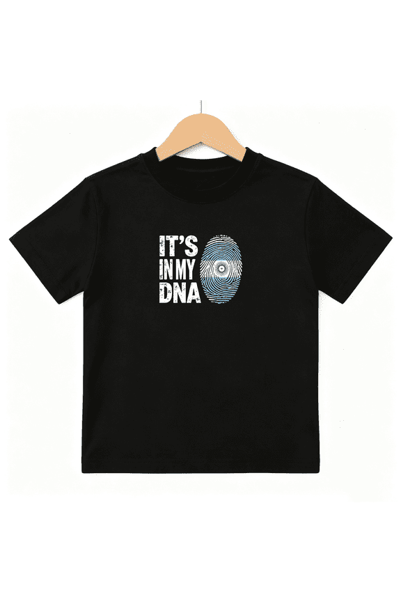Argentina DNA Fingerprint Boys Graphic Print T-Shirt, Patriotic Sun Flag 100% Cotton Kids Short Sleeve Tee