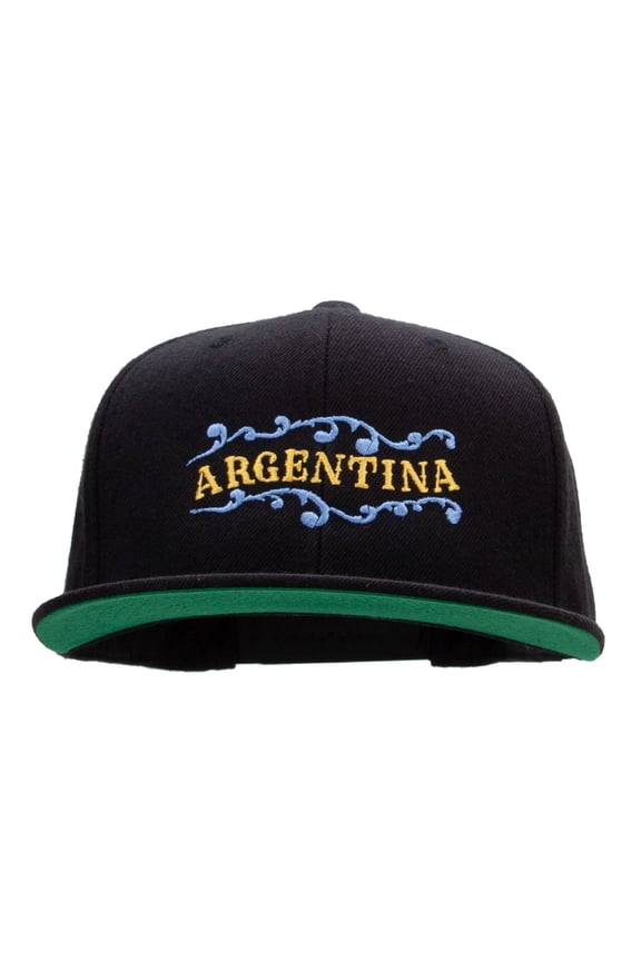 Argentina Decor Embroidered Wool Blend Prostyle Snapback - Black OSFM